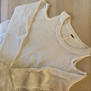 Free People Cold Shoulder Waffle Knit Sweater